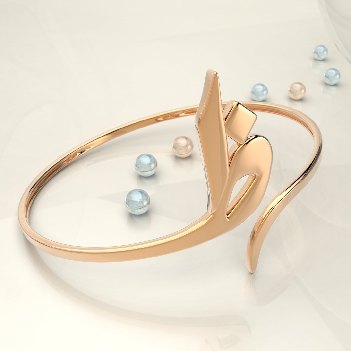 CALLIGRAPHY ࢪº81 | 18K Gold Bangle - Letter 'ظ'