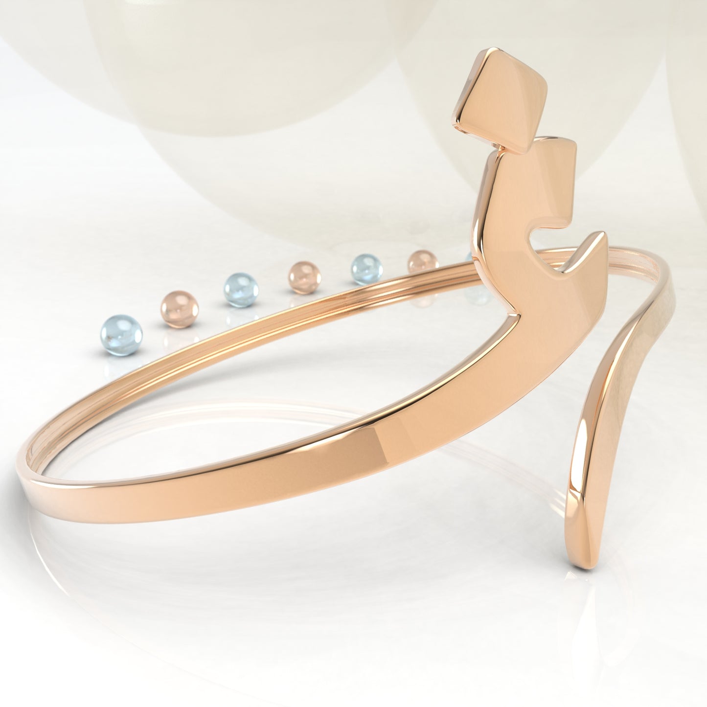 CALLIGRAPHY ࢪº91 | 18K Gold Bangle - Letter 'غ'