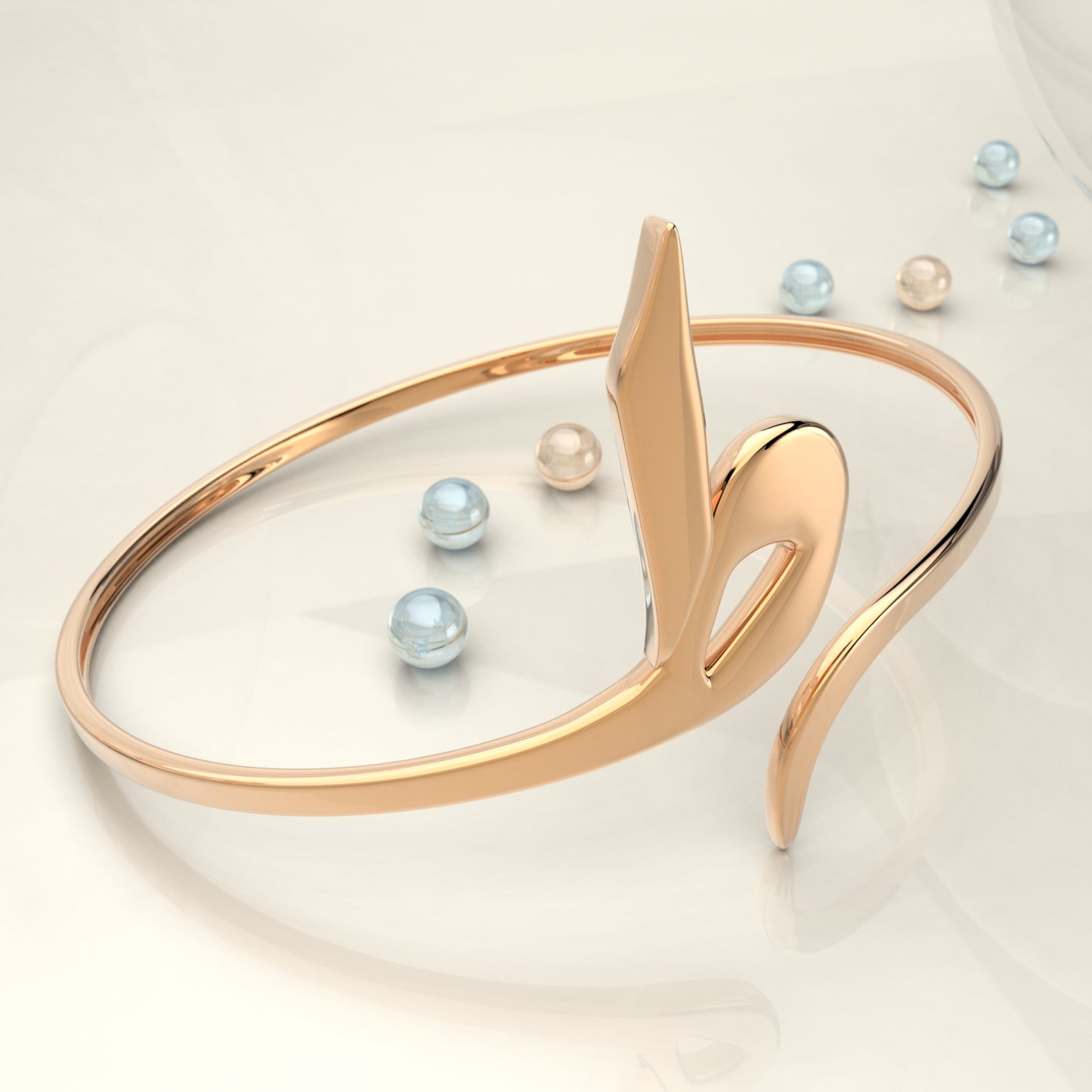 CALLIGRAPHY ࢪº76 | 18K Gold Bangle - Letter 'ط'