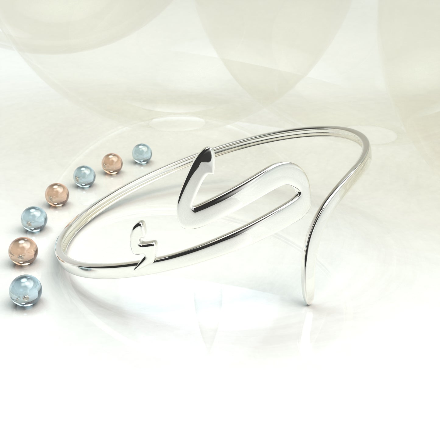 CALLIGRAPHY ࢪº106 | 18K Gold Bangle - Letter 'ك'