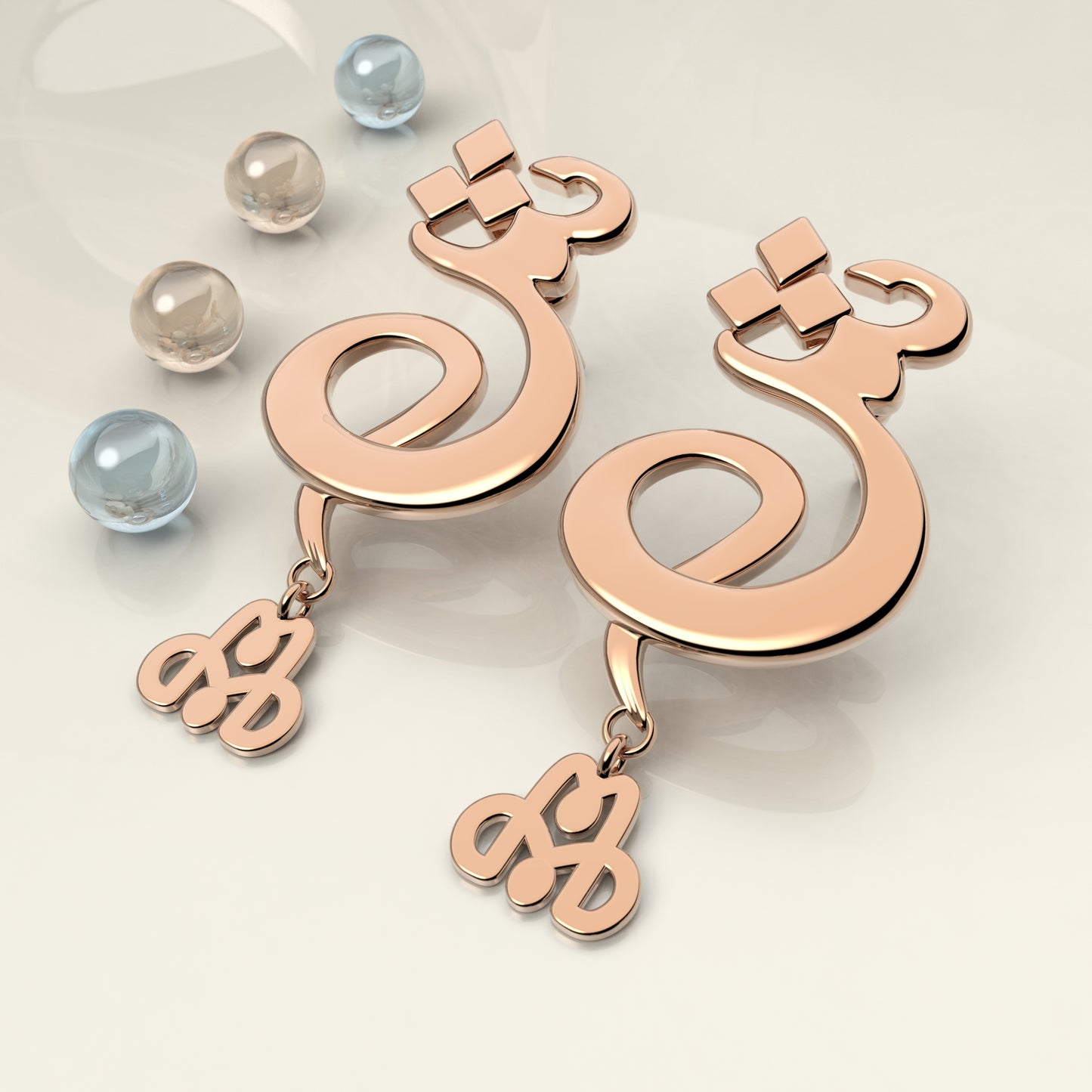 CALLIGRAPHY ࢪº62 | 18K Gold Earrings - Letter 'ش'