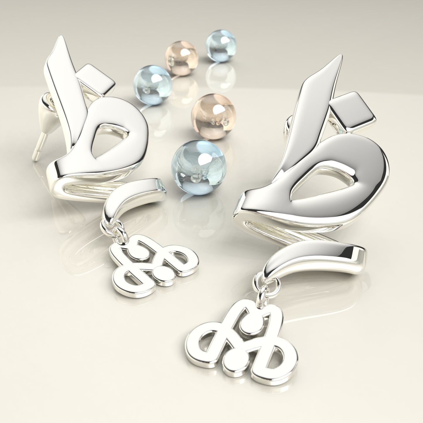 CALLIGRAPHY ࢪº82 | 18K Gold Earrings - Letter 'ظ'