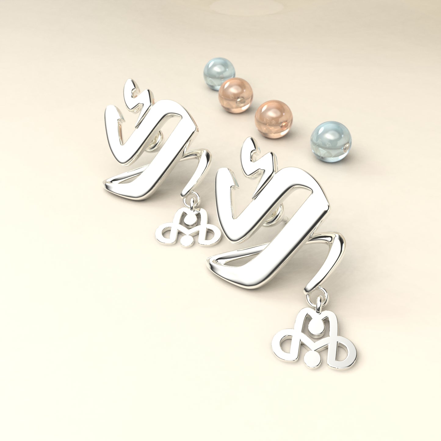 CALLIGRAPHY ࢪº107 | 18K Gold Earrings - Letter 'ك'