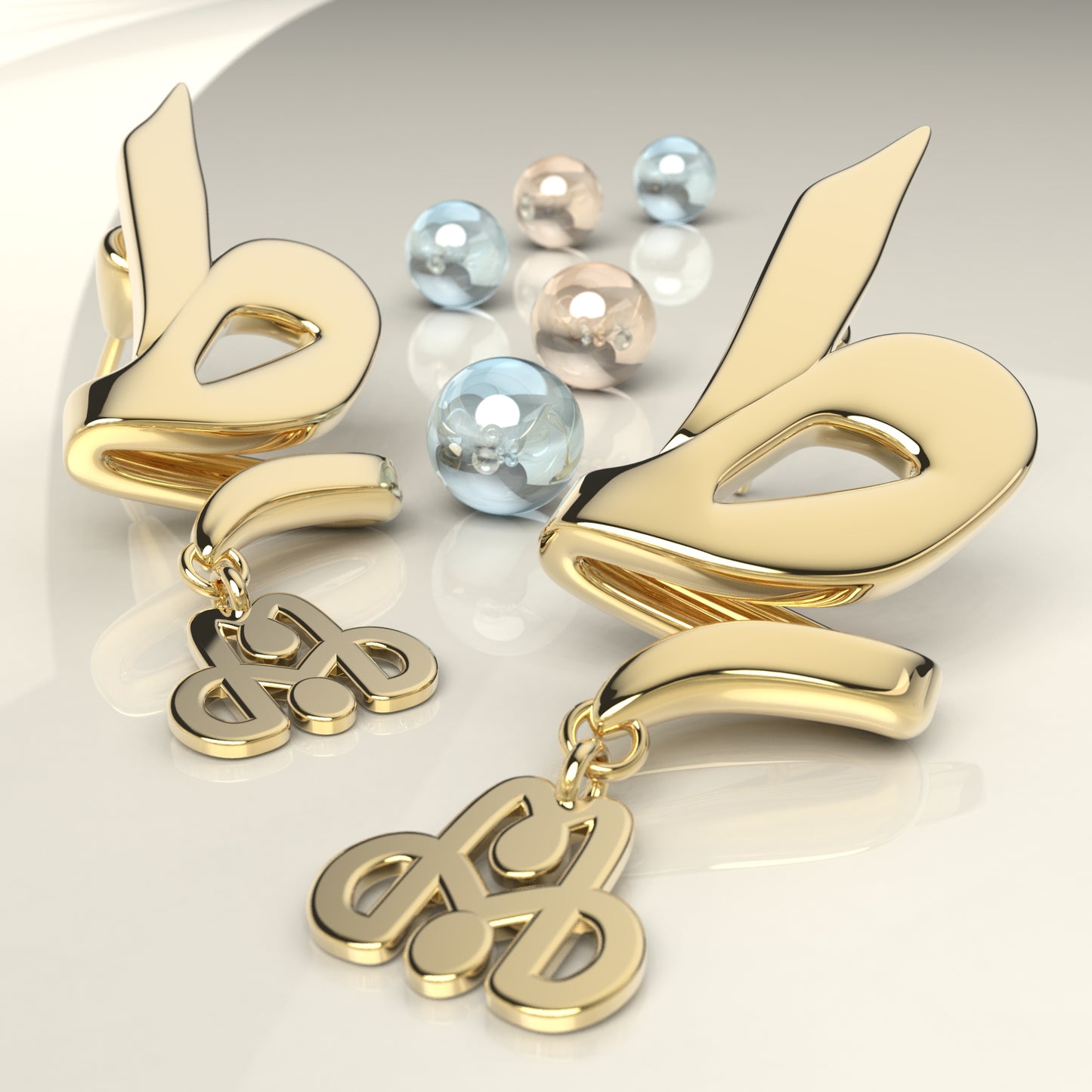 CALLIGRAPHY ࢪº77 | 18K Gold Earrings - Letter 'ط'