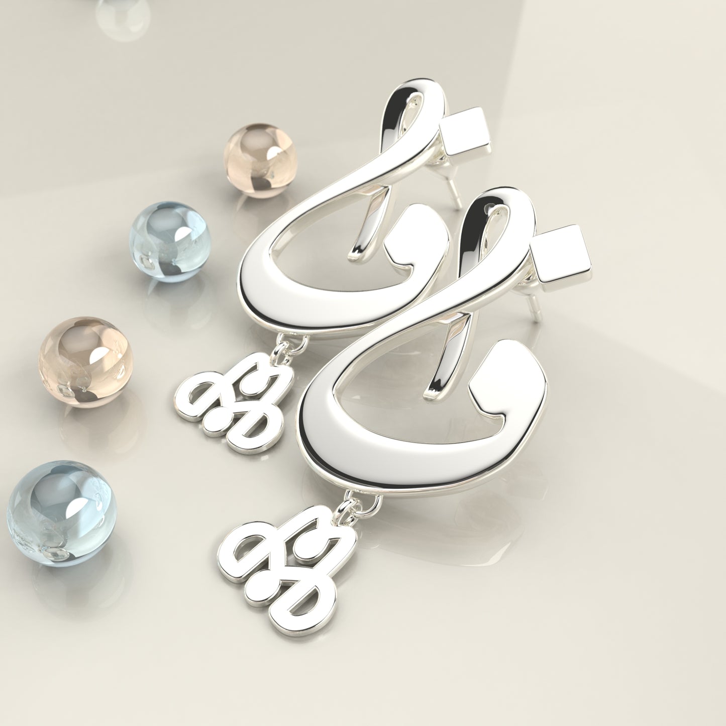 CALLIGRAPHY ࢪº97 | 18K Gold Earrings - Letter 'ف'