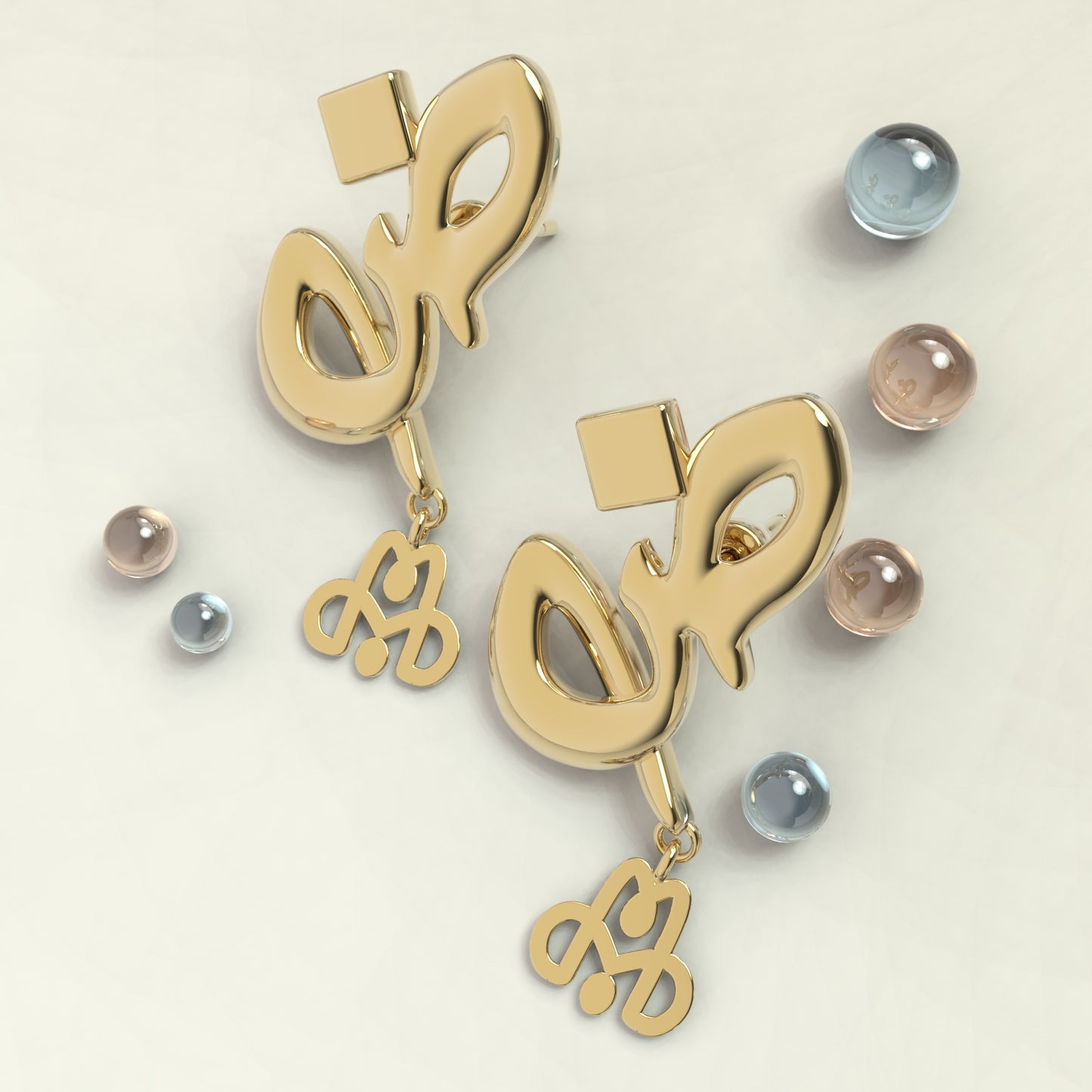 CALLIGRAPHY ࢪº72 | 18K Gold Earrings - Letter 'ض'