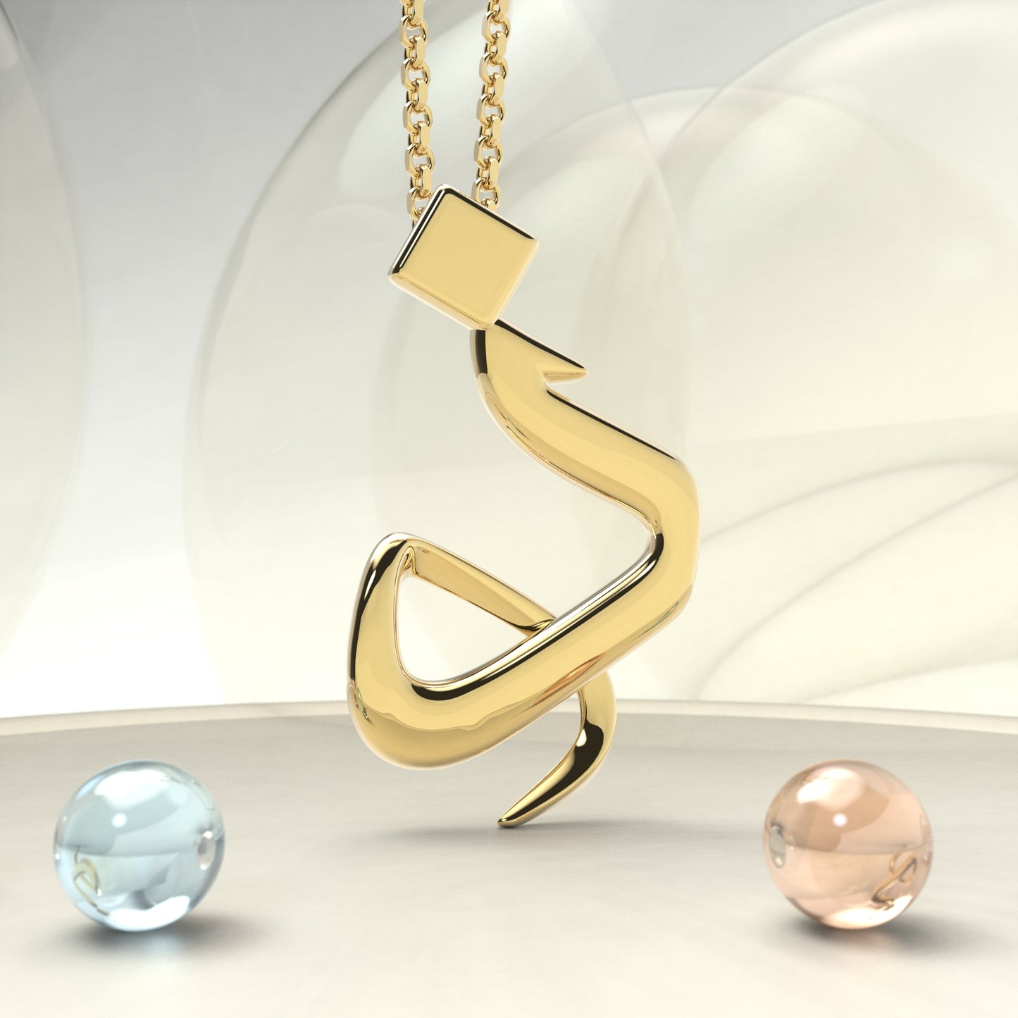 18k الخط العربي ࢪ°43 | قلادة حرف "ذ" من الذهب