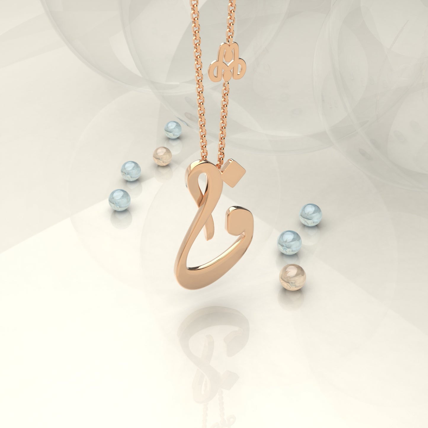 CALLIGRAPHY ࢪº98 | 18K Gold Pendant - Letter 'ف'