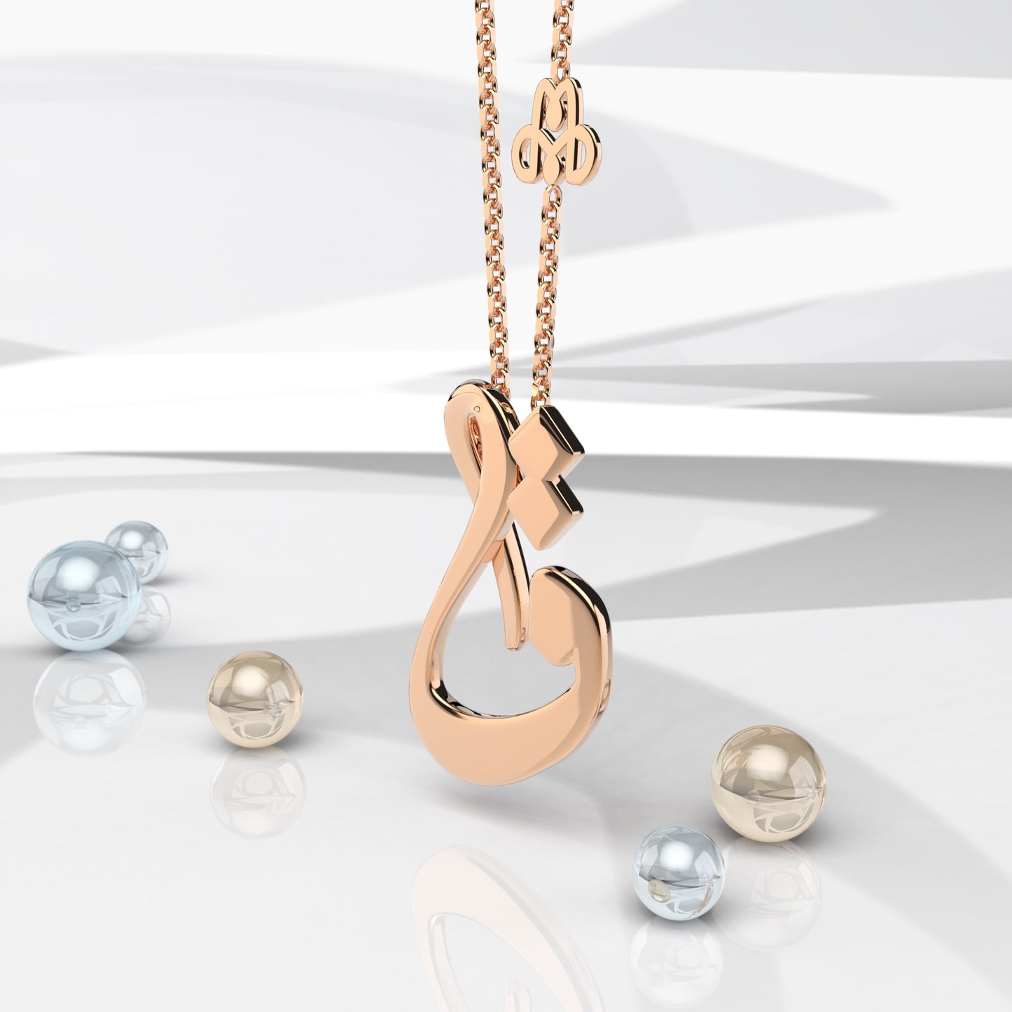 CALLIGRAPHY ࢪº103 | 18K Gold Pendant - Letter 'ق'