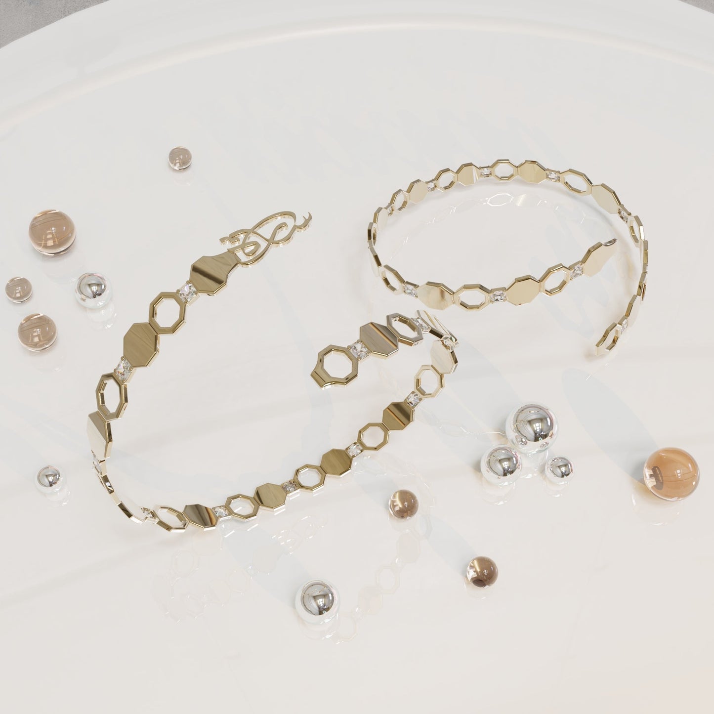 ARABESQUE ࢪº31 | 18K Gold Bangle with Gem Stones