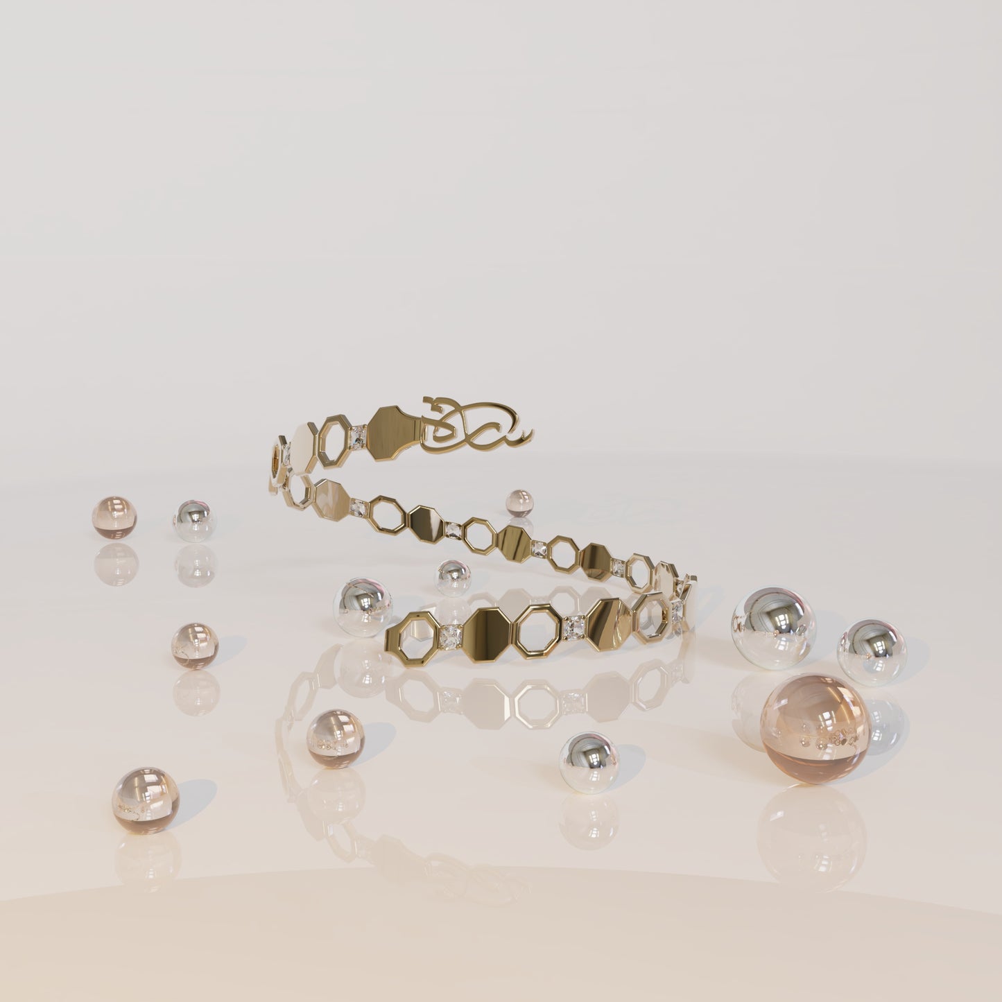 ARABESQUE ࢪº14 | 18K Gold Customised Bangle with Gem Stones