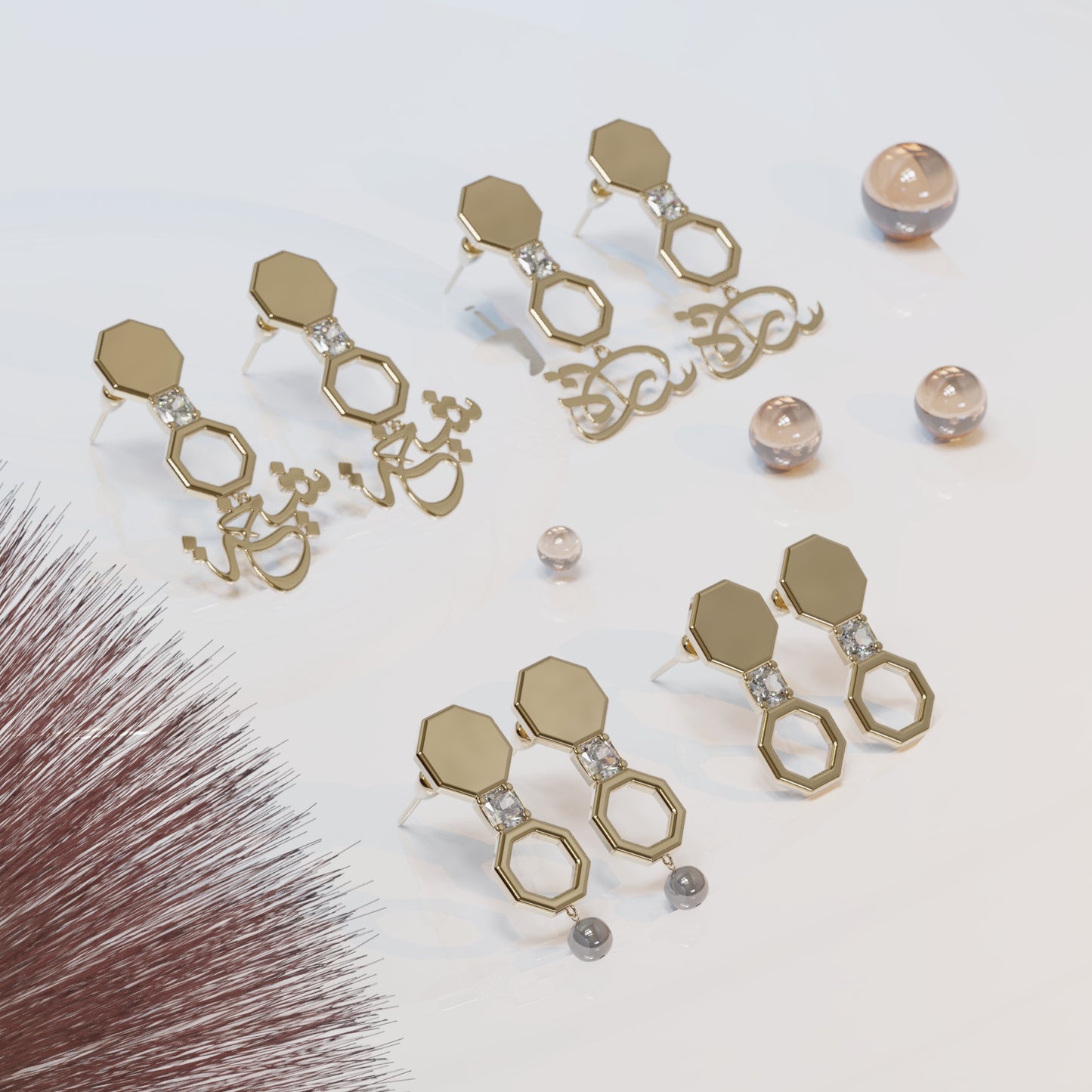 ARABESQUE ࢪº17 | 18K Gold Customised Earrings with Gem Stone