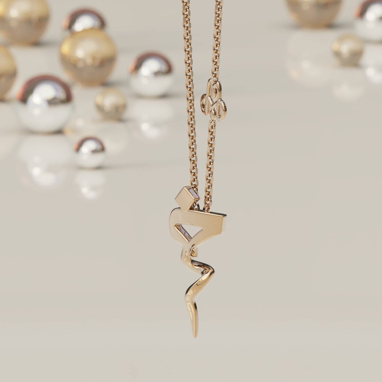 CALLIGRAPHY ࢪº33 | 18K Gold Pendant - Letter 'خ'