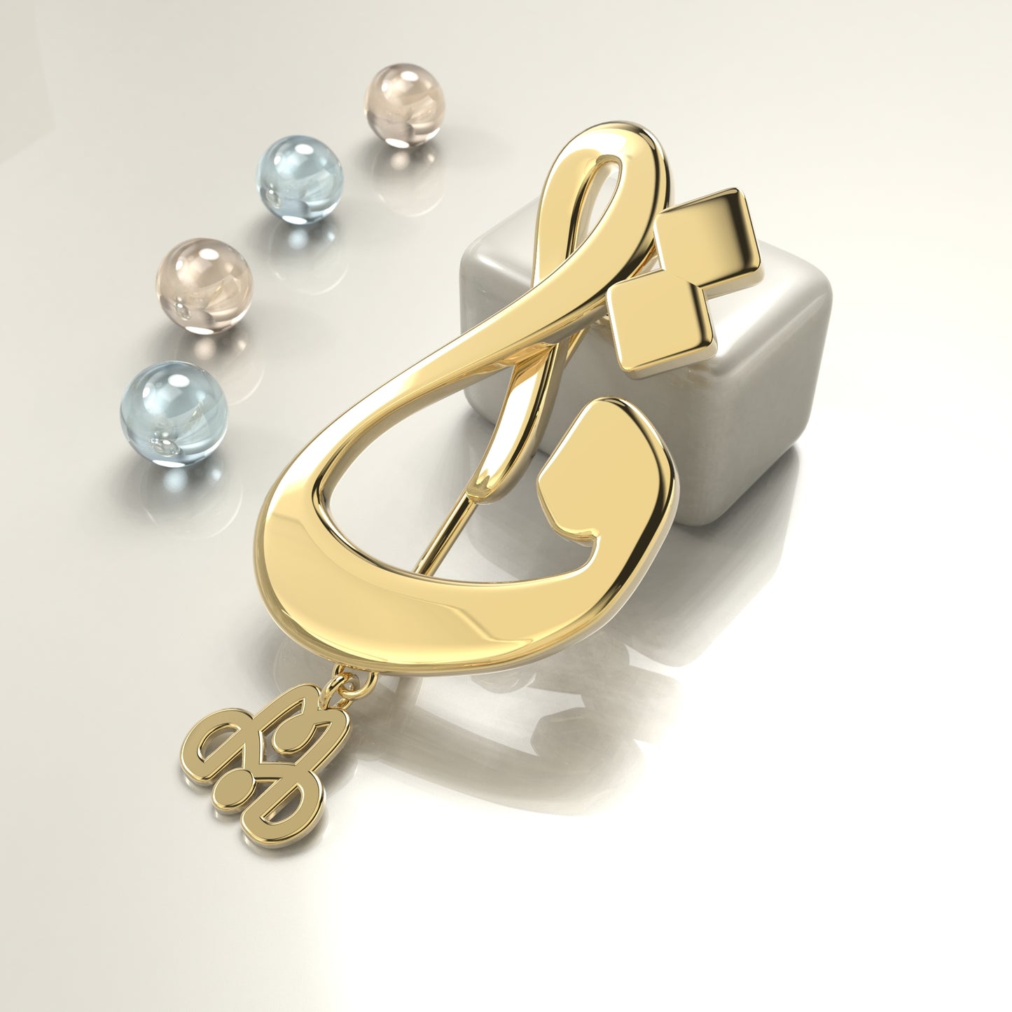 CALLIGRAPHY ࢪº105 | 18K Gold Pin - Letter 'ق'