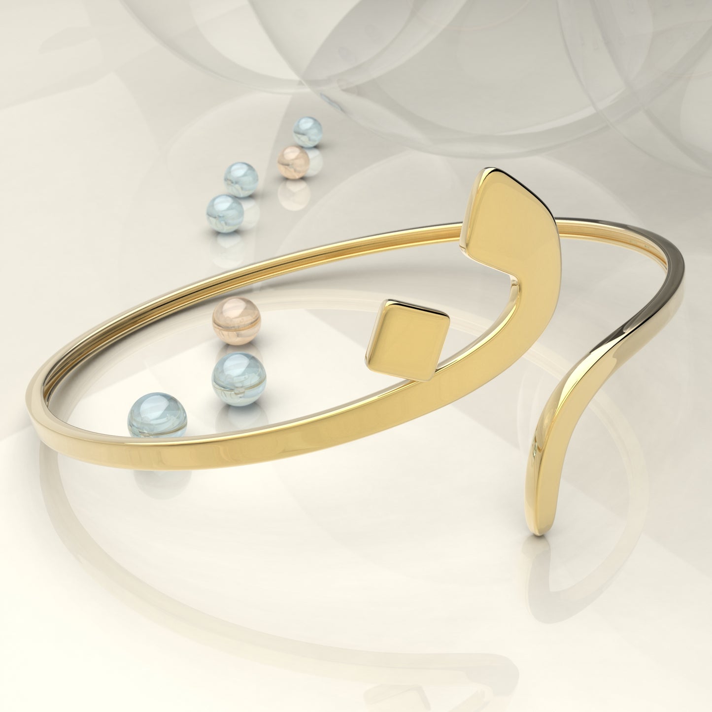 CALLIGRAPHY ࢪº121 | 18K Gold Bangle - Letter 'ن'