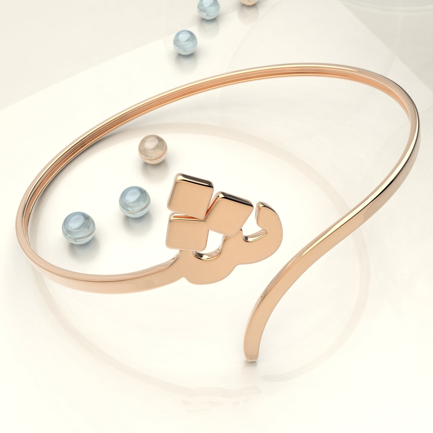 CALLIGRAPHY ࢪº61 | 18K Gold Bangle - Letter 'ش'