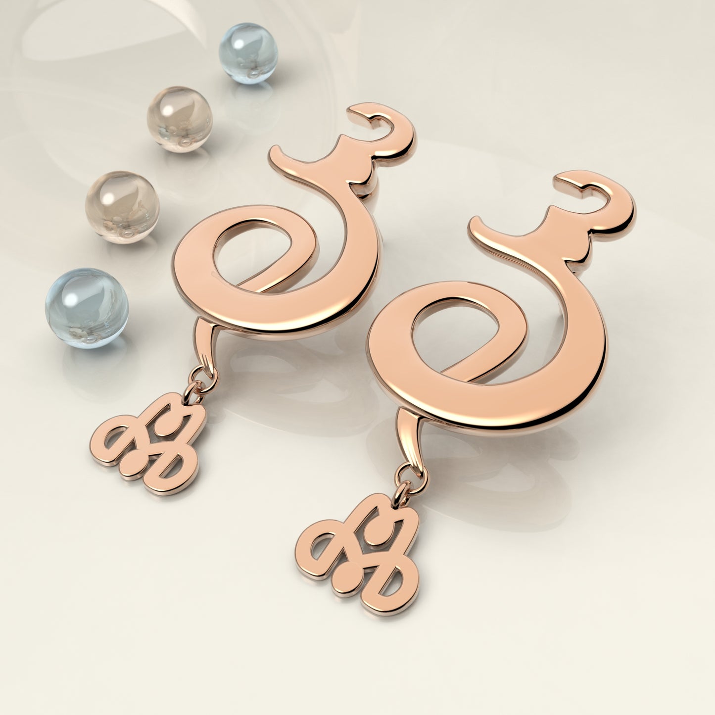 CALLIGRAPHY ࢪº57 | 18K Gold Earrings - Letter 'س'