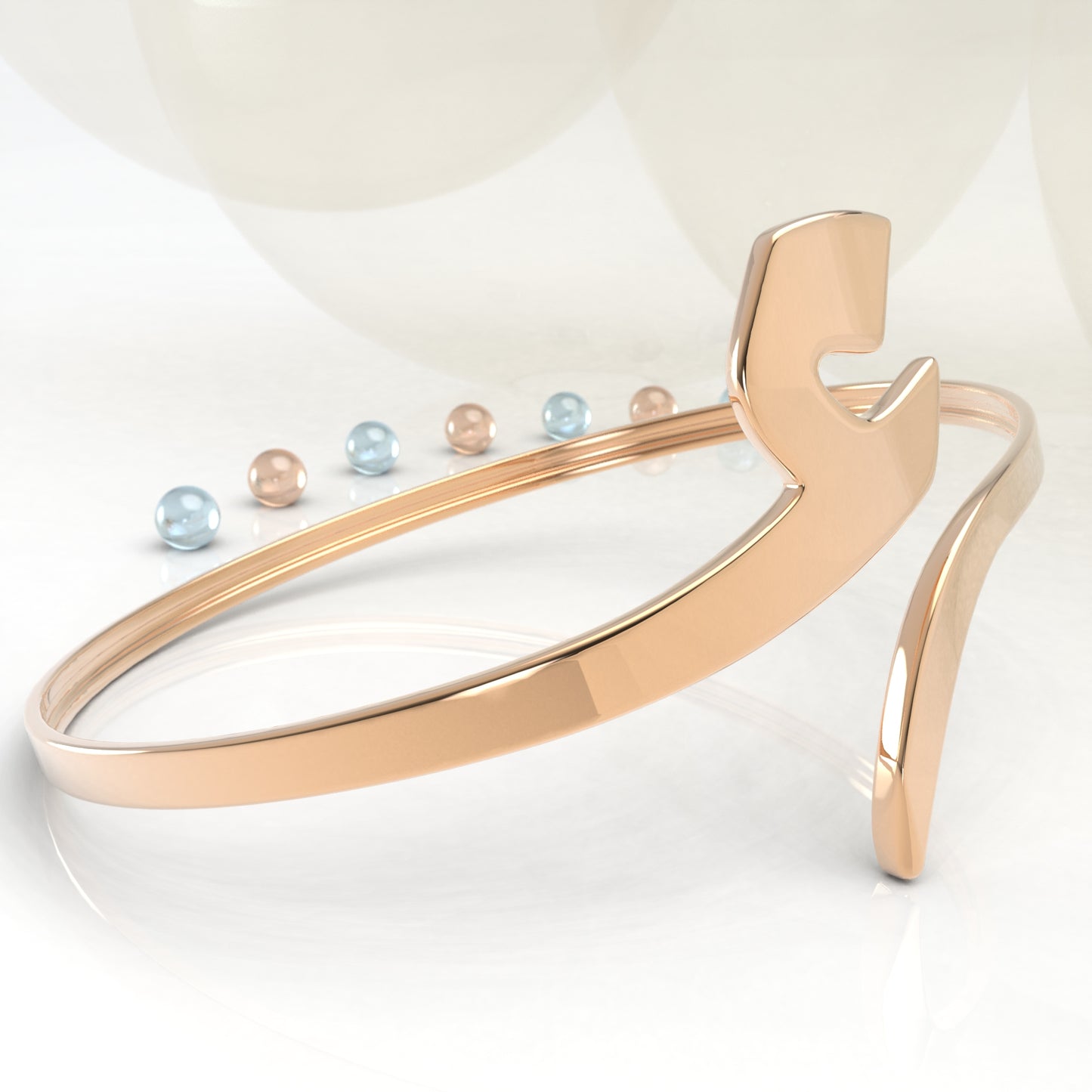 CALLIGRAPHY ࢪº86 | 18K Gold Bangle - Letter 'ع'