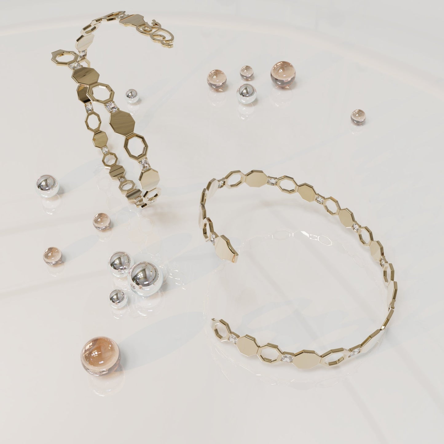 ARABESQUE ࢪº31 | 18K Gold Bangle with Gem Stones