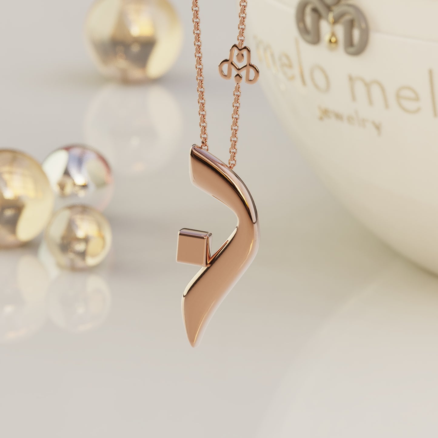 CALLIGRAPHY ࢪº123  | 18K Gold Pendant - Letter 'ن'