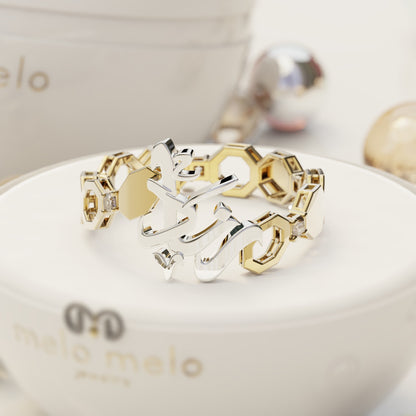 ARABESQUE ࢪº15 | 18K Gold Customized Ring with Diamonds/Standard Gem Stone
