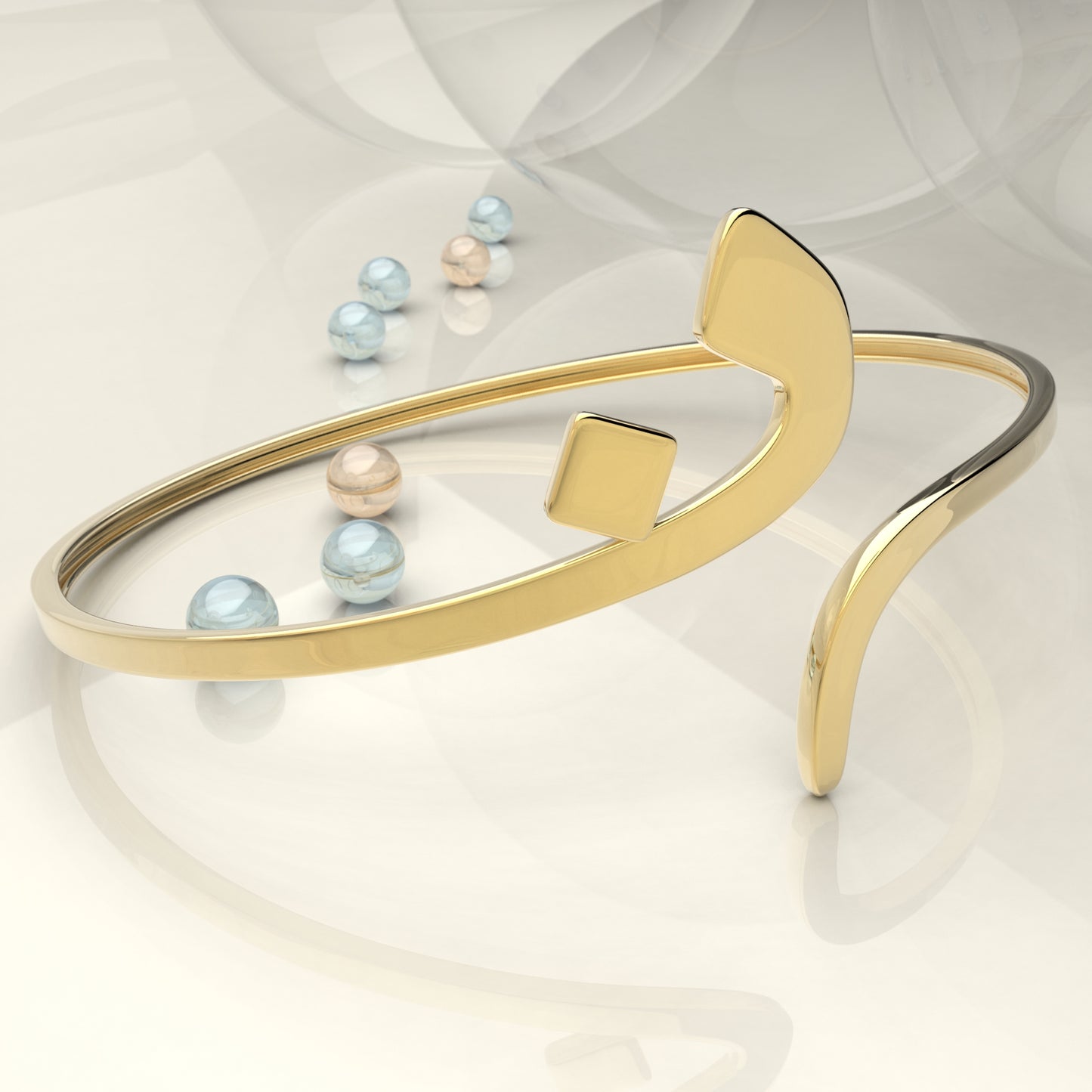 CALLIGRAPHY ࢪº121  | 18K Gold Bangle - Letter 'N'