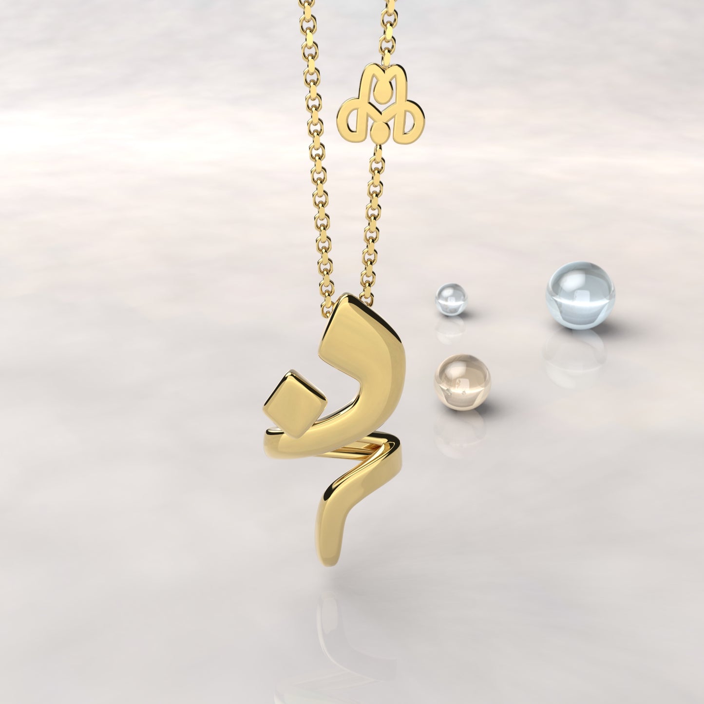 CALLIGRAPHY ࢪº123  | 18K Gold Pendant - Letter 'N'